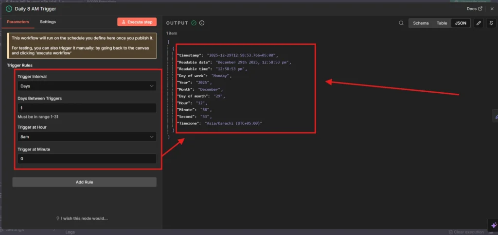 3 Schedual trigger node