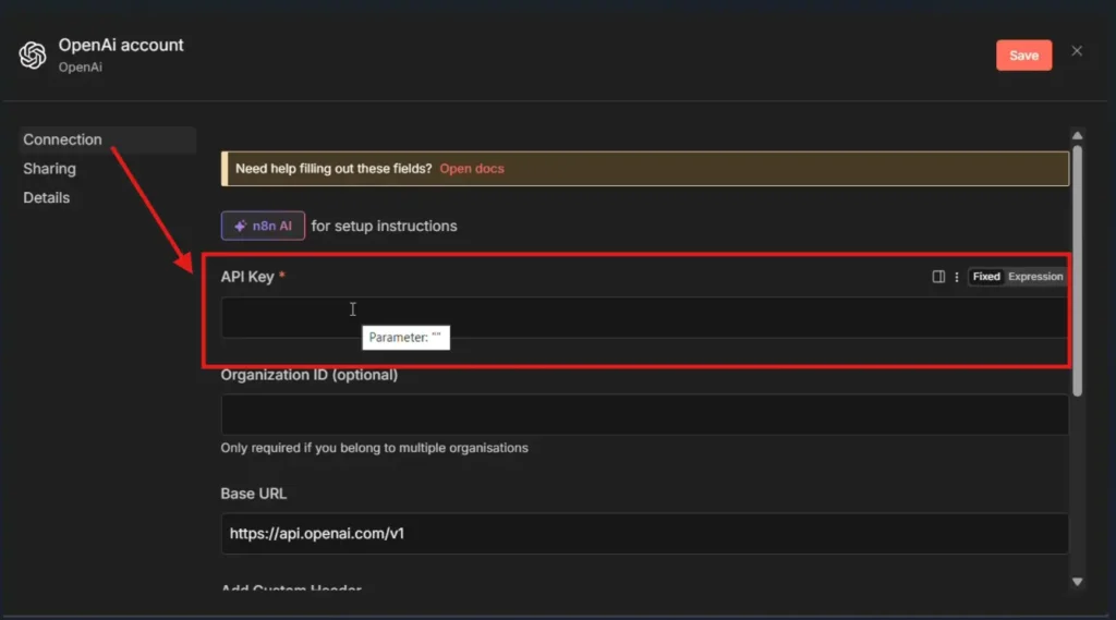 OpenAI API Key Credential Setup
